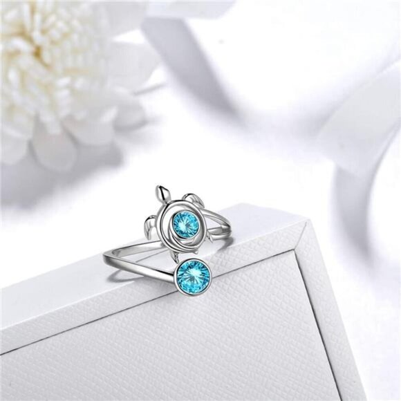 Adjustable Spiral Turtle Ring Aurora Tears Turtle Celtic 925 Sterling Silver - Picture 5 of 8
